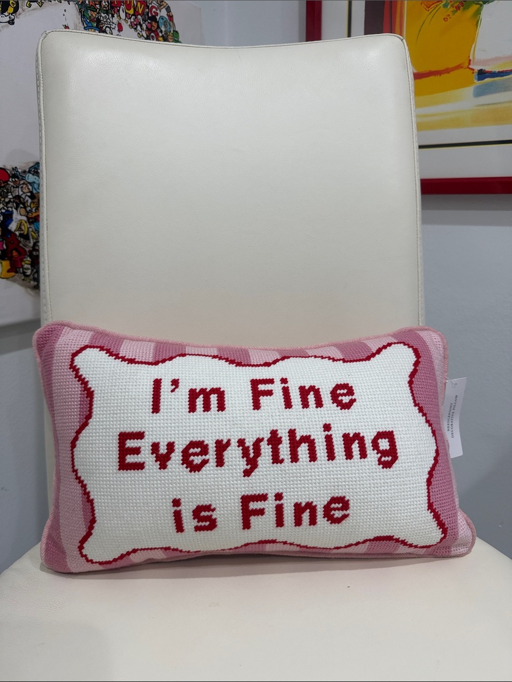 Cupcakes & Cashmere Pink/White/Red I'm Fine Everything is Fine Decorative Pillow